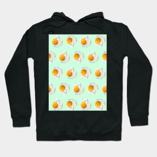 1980s mint green Kawaii breakfast food pattern sunny side up egg Hoodie